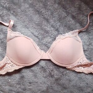 Lace Trim Pink Bra